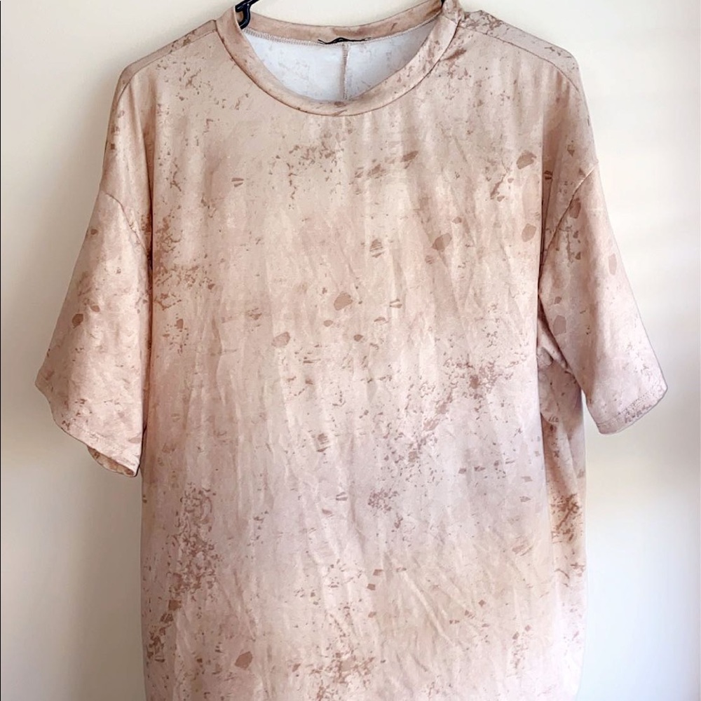 Pink/Creme Marbled Oversized Shirt and Shorts Set